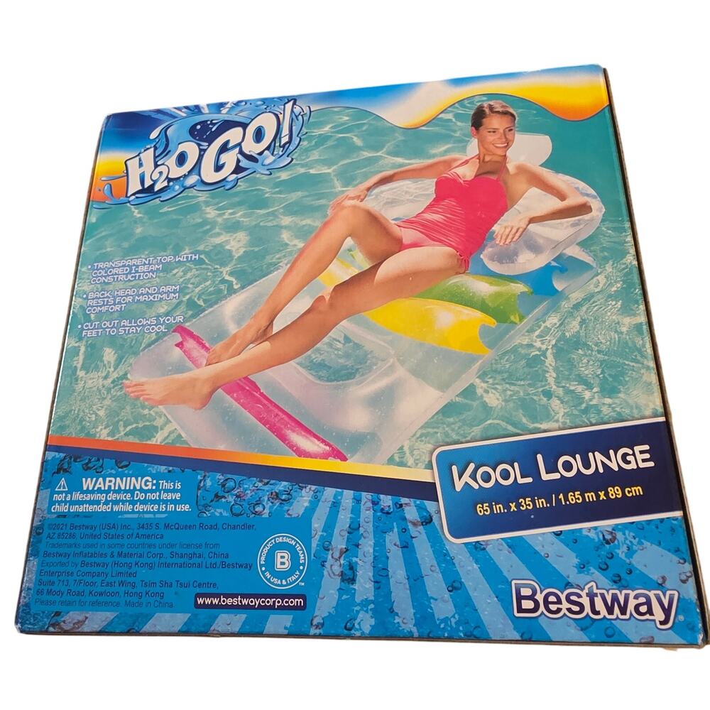 H2O Go! Kool Lounge Pool Float Inflatable Float 65 X 35 Inches NEW - Picture 2 of 2